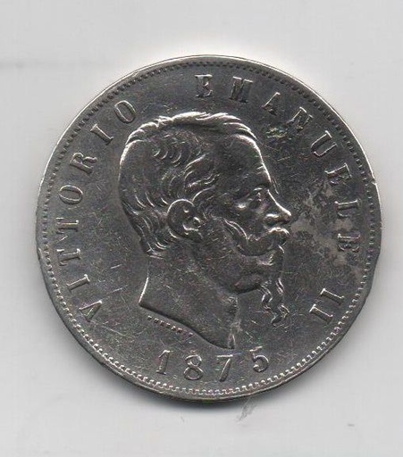 ITALIA DEL AÑO 1875 DE 5 LIRAS