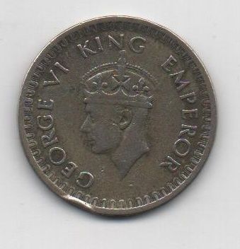 INDIA DEL AÑO 1942 DE 1/2 RUPIA