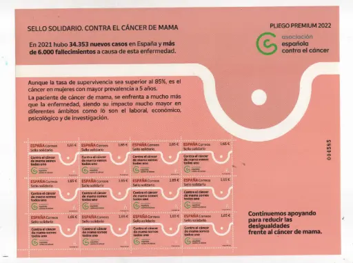 2022 Nº129 SELLO SOLIDARIO CONTRA EL CANCER DE MAMA