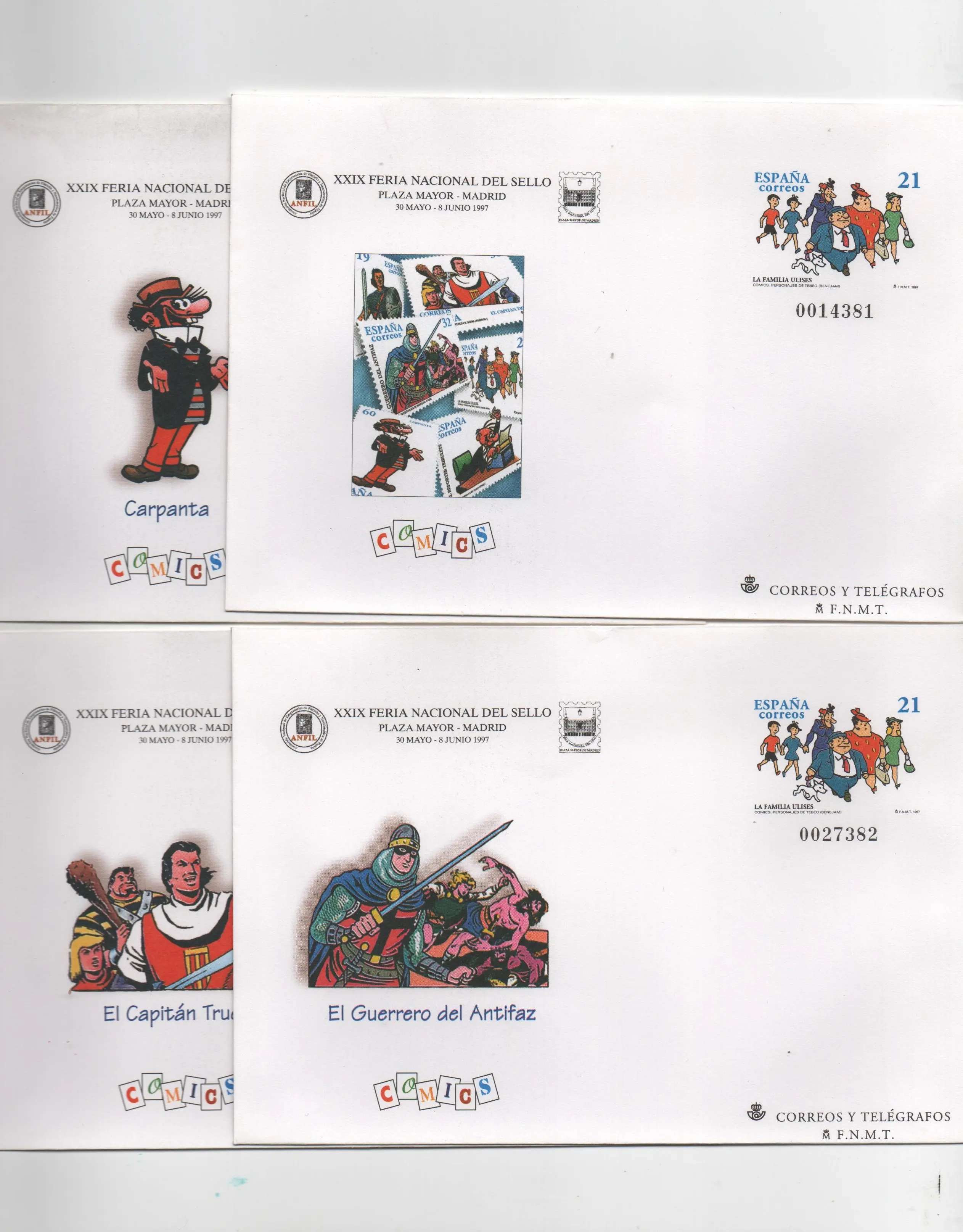1997 Nº41 FERIA NACIONAL DEL SELLO (4 SOBRES)