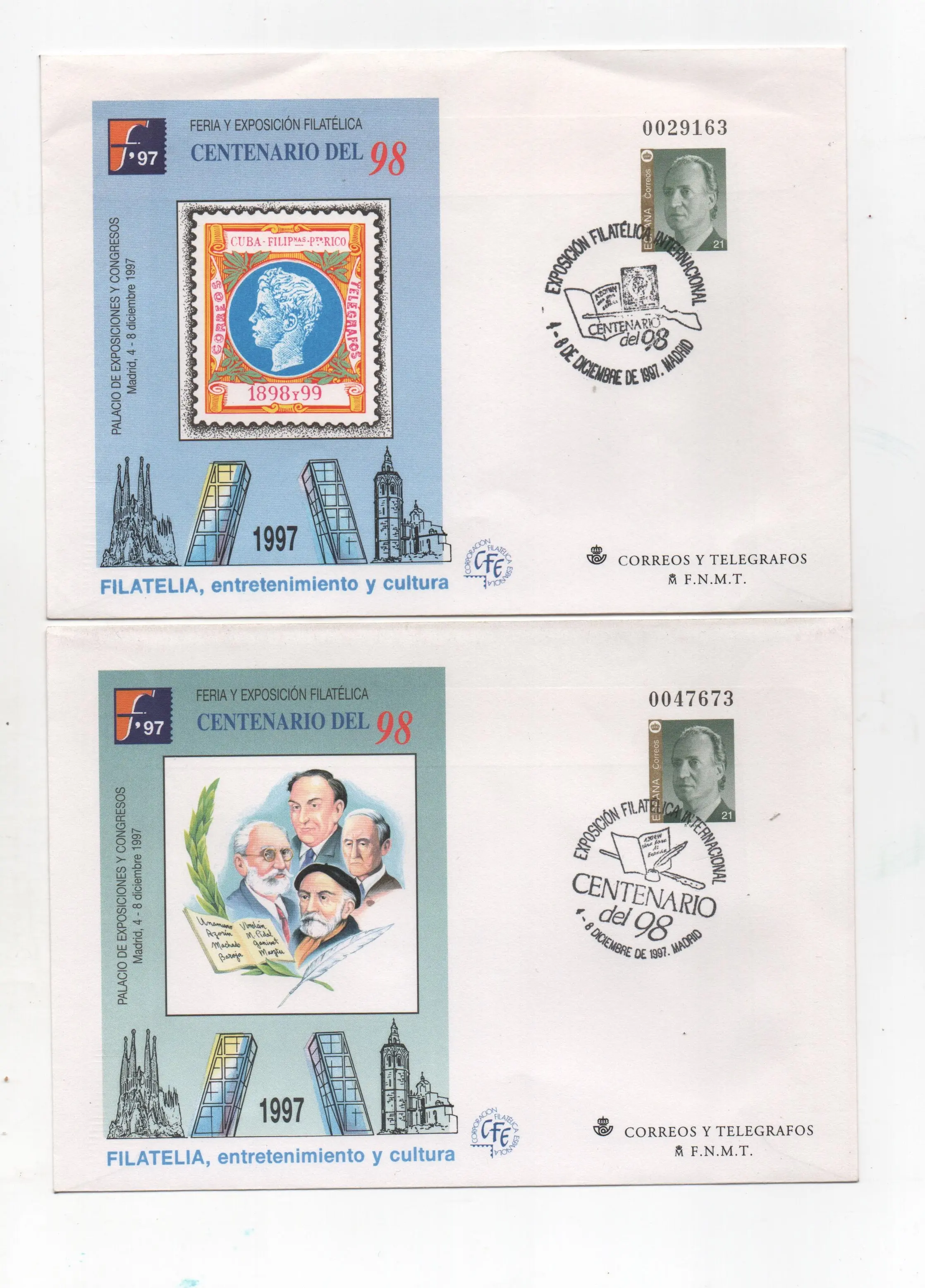 1997 Nº43/44 FILATELIA'97 (2 SOBRES) MATASELLADOS