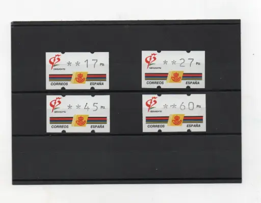 ETIQUETAS GRANADA'92 4 VALORES CON 4 DIGITOS CON NUMERO AÑO 1992