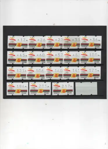 ETIQUETAS BARCELONA'92 19 VALORES SIN NUMERO AÑO 1992