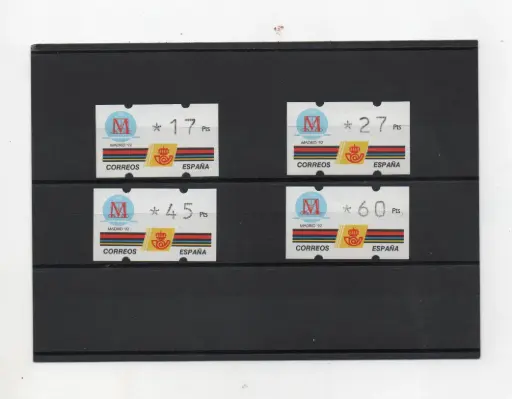 ETIQUETAS MADRID CAPITUAL EUROPEA DE LA CULTURA 4 VALORES CON 4 DIGITOS AÑO 1992