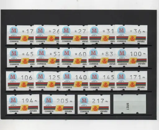 ETIQUETAS MADRID CAPITAL EUROPEA DE LA CULTURA 19 VALORES CON NUMERO AÑO 1992
