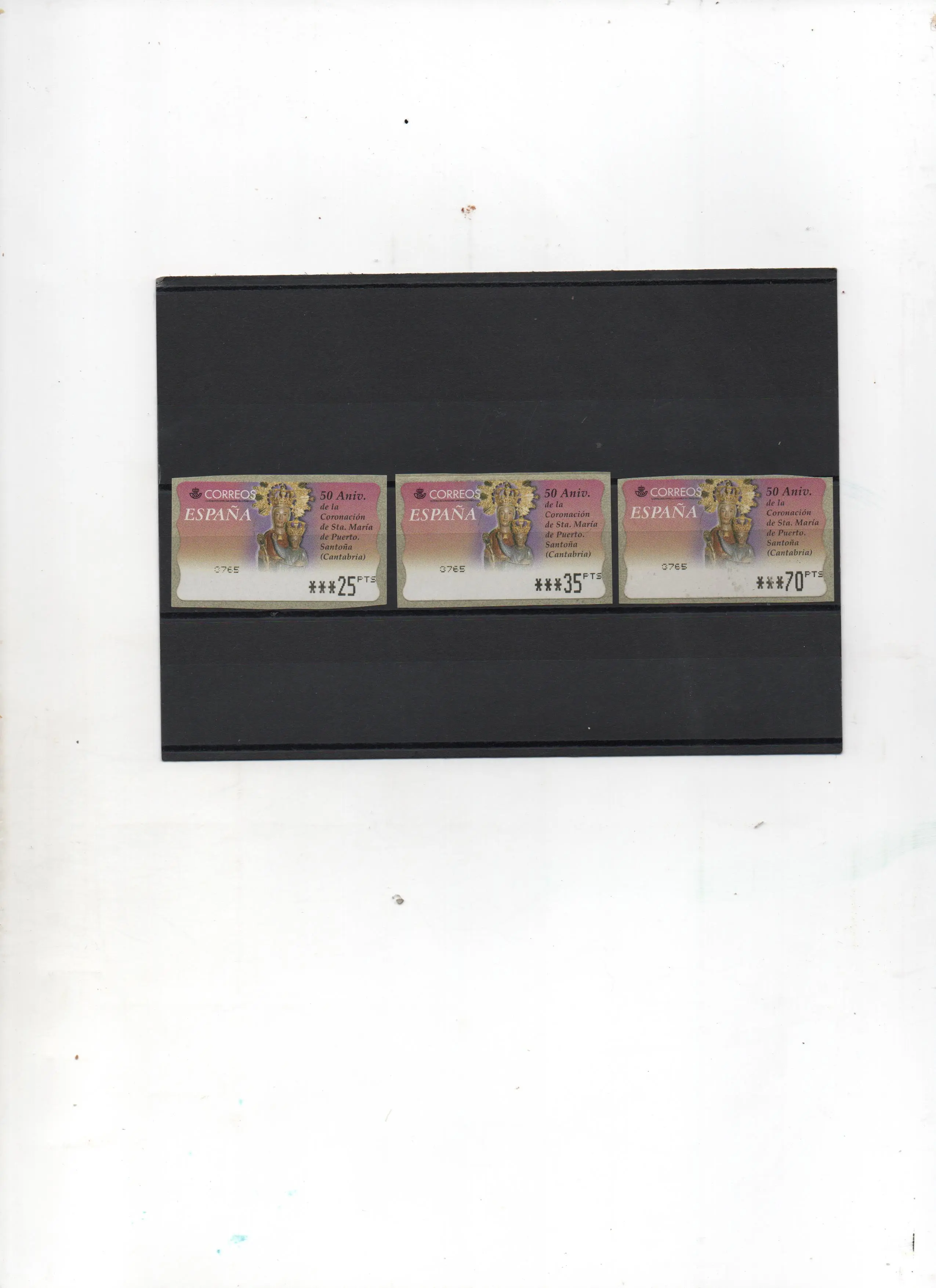 ETIQUETAS 50 ANV.CORONACION DE S.MARIA DE SANTOÑA 3 VALORES AÑO 1999