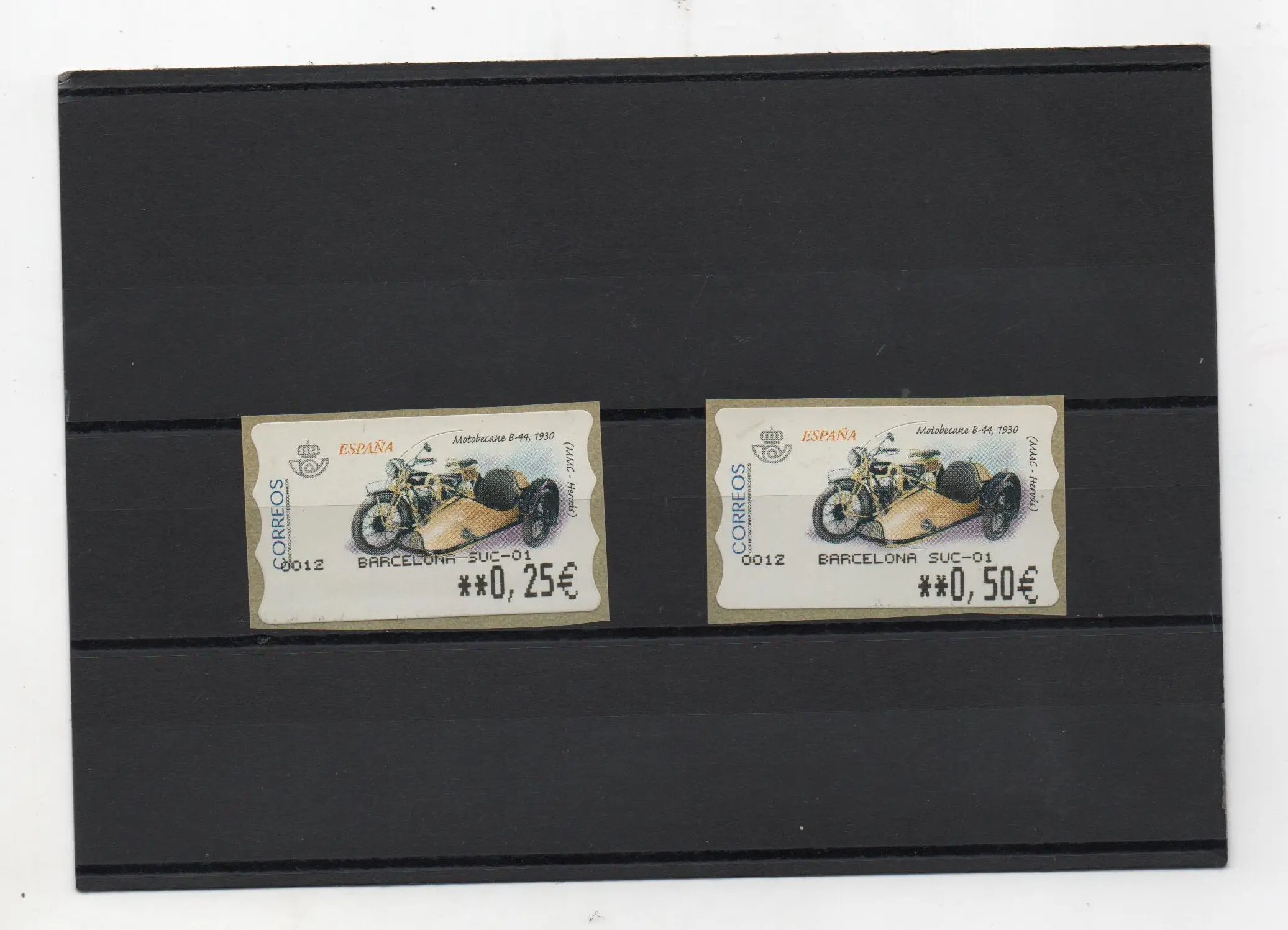ETIQUETAS MOTOCICLETAS CLASICAS MOTOBECANE B-44 2 VALORES AÑO 2002