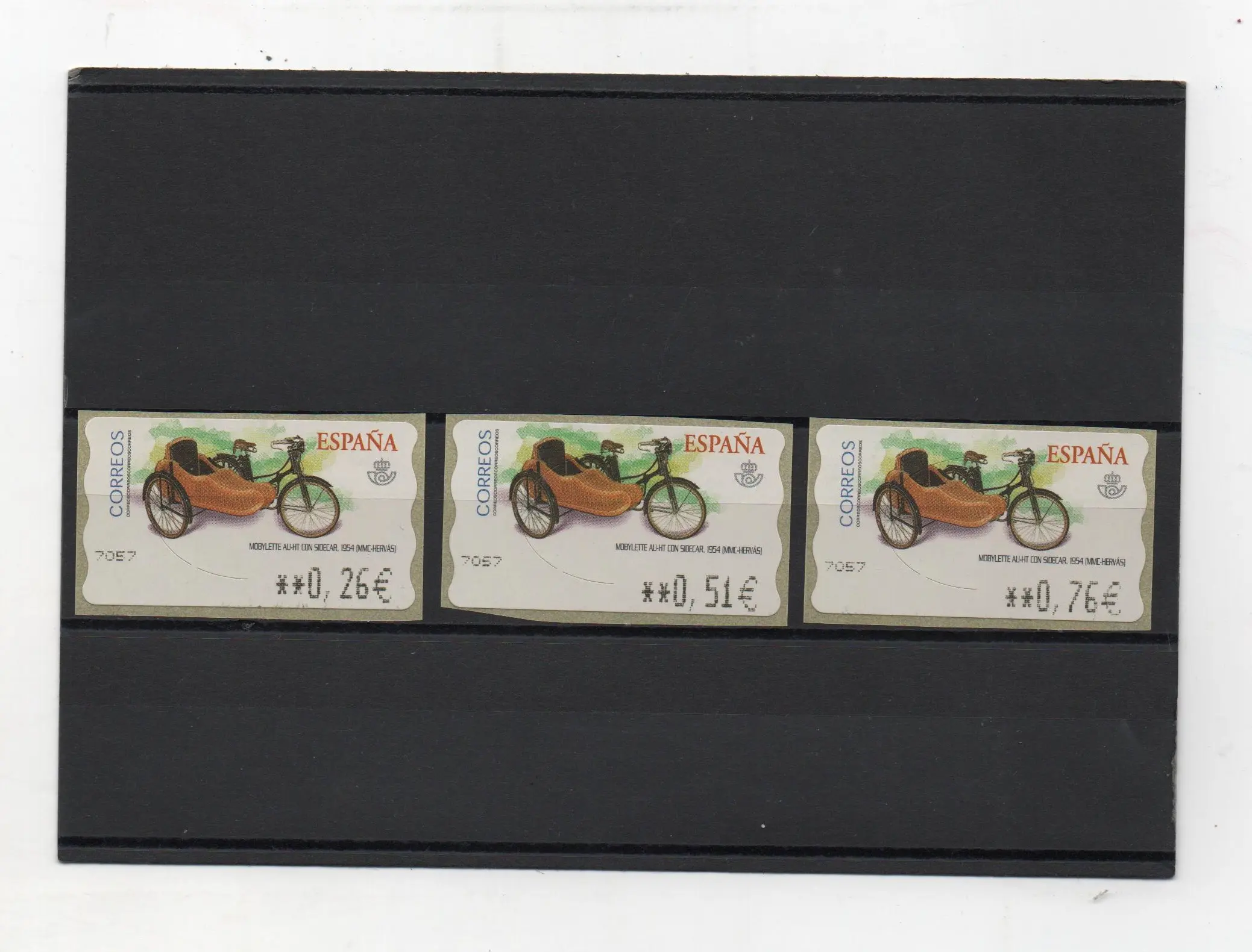 ETIQUETAS MOTOCICLETAS CLASICAS MOBYLETTE AU-HT 3 VALORES AÑO 2003