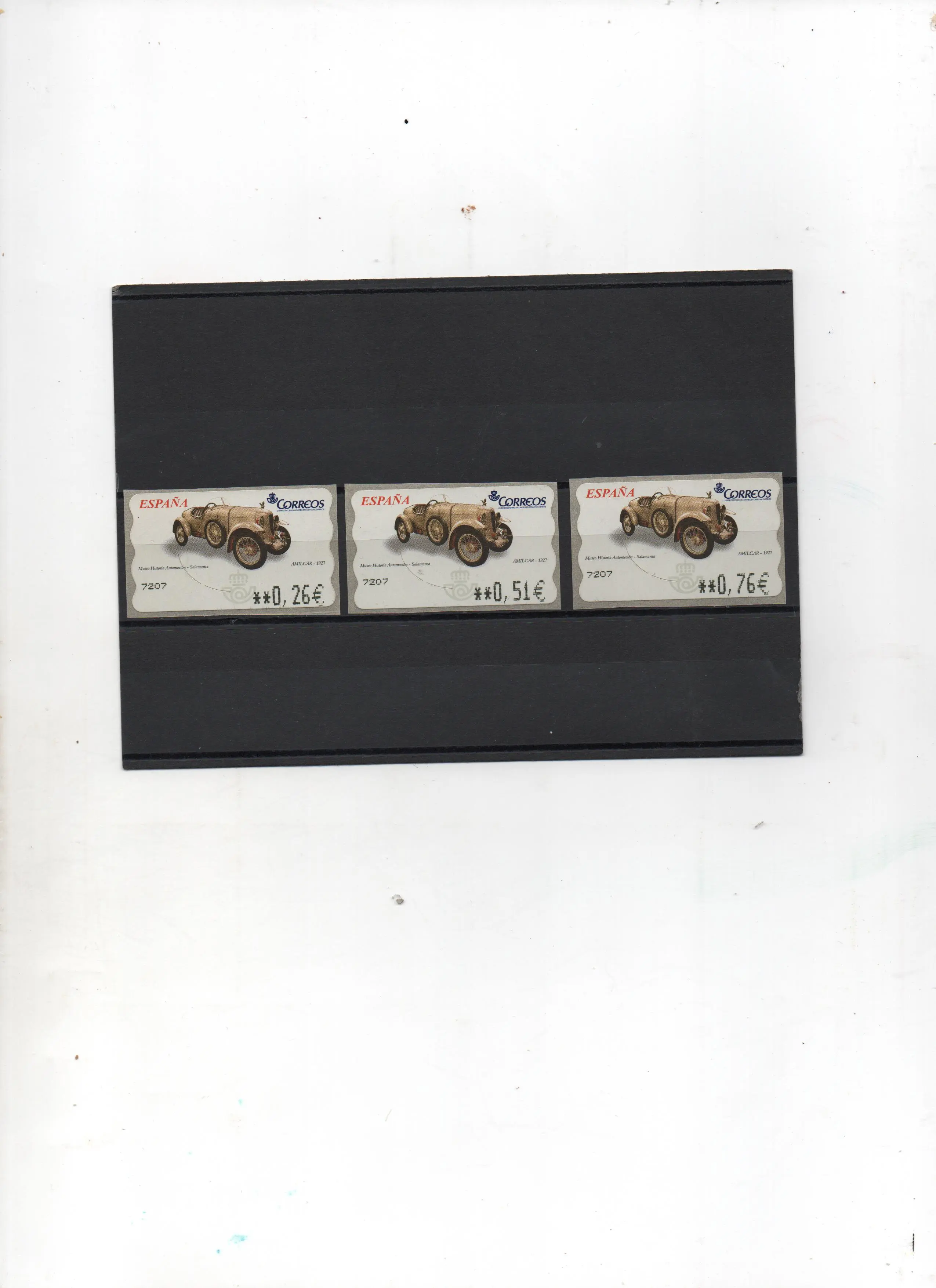 ETIQUETAS COCHES DE EPOCA AMILCAR 3 VALORES AÑO 2003