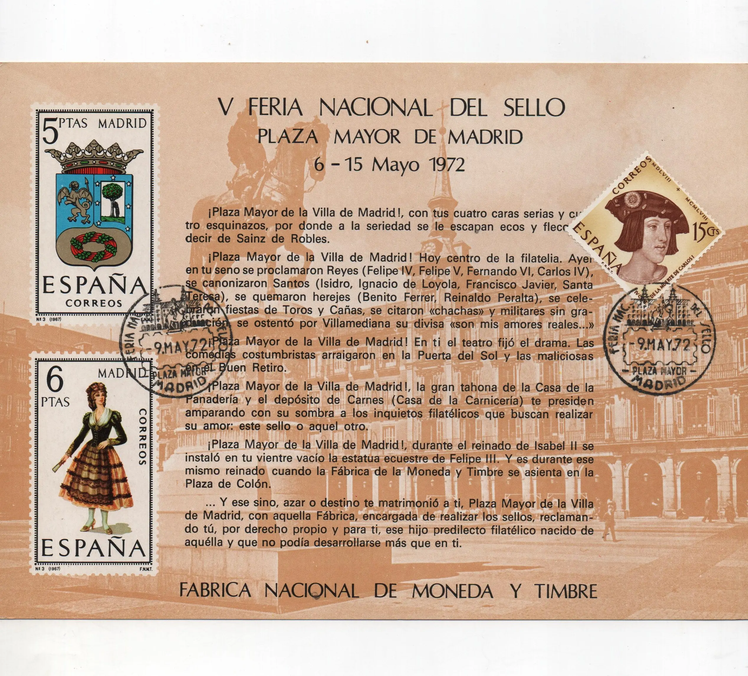 TARJETA PREGON ESPAÑA'75 Nº15 AÑO 1974
