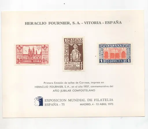 EXPOSICION MUNDIAL DE FILATELIA ESPAÑA'75 Nº37 AÑO 1975