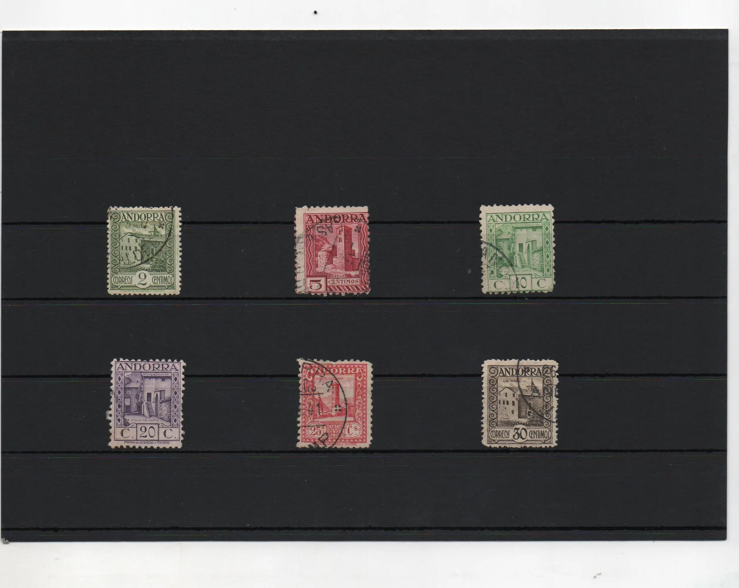 ANDORRA ESPAÑOLA AÑO 1929  Nº15,16,17,19,20,21 SUELTOS USADOS