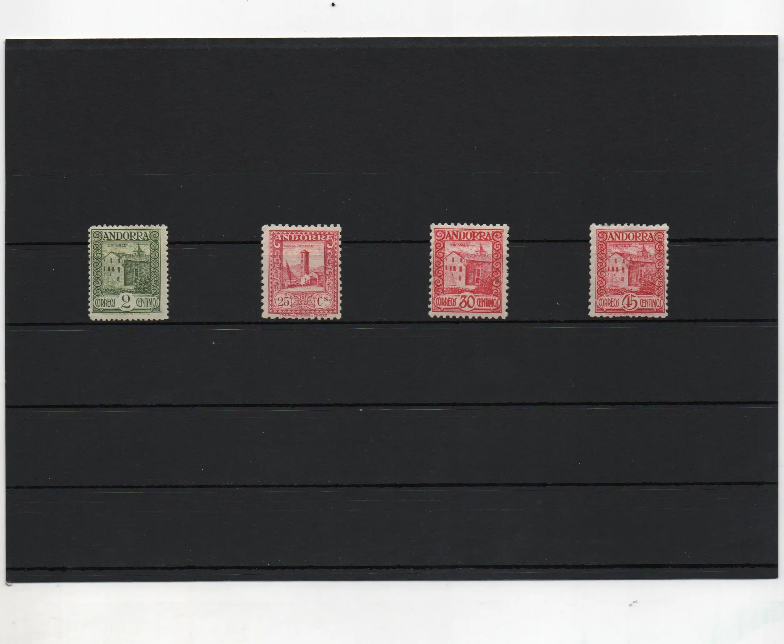ANDORRA ESPAÑOLA ANY 1935-43 Nº28,35,36,38 SUELTOS CON CHARNELA