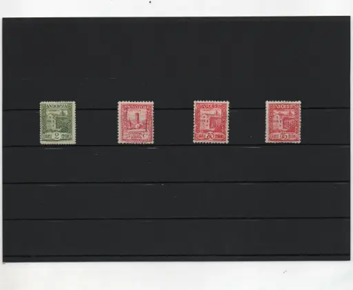 ANDORRA ESPAÑOLA ANY 1935-43 Nº28,35,36,38 SUELTOS CON CHARNELA