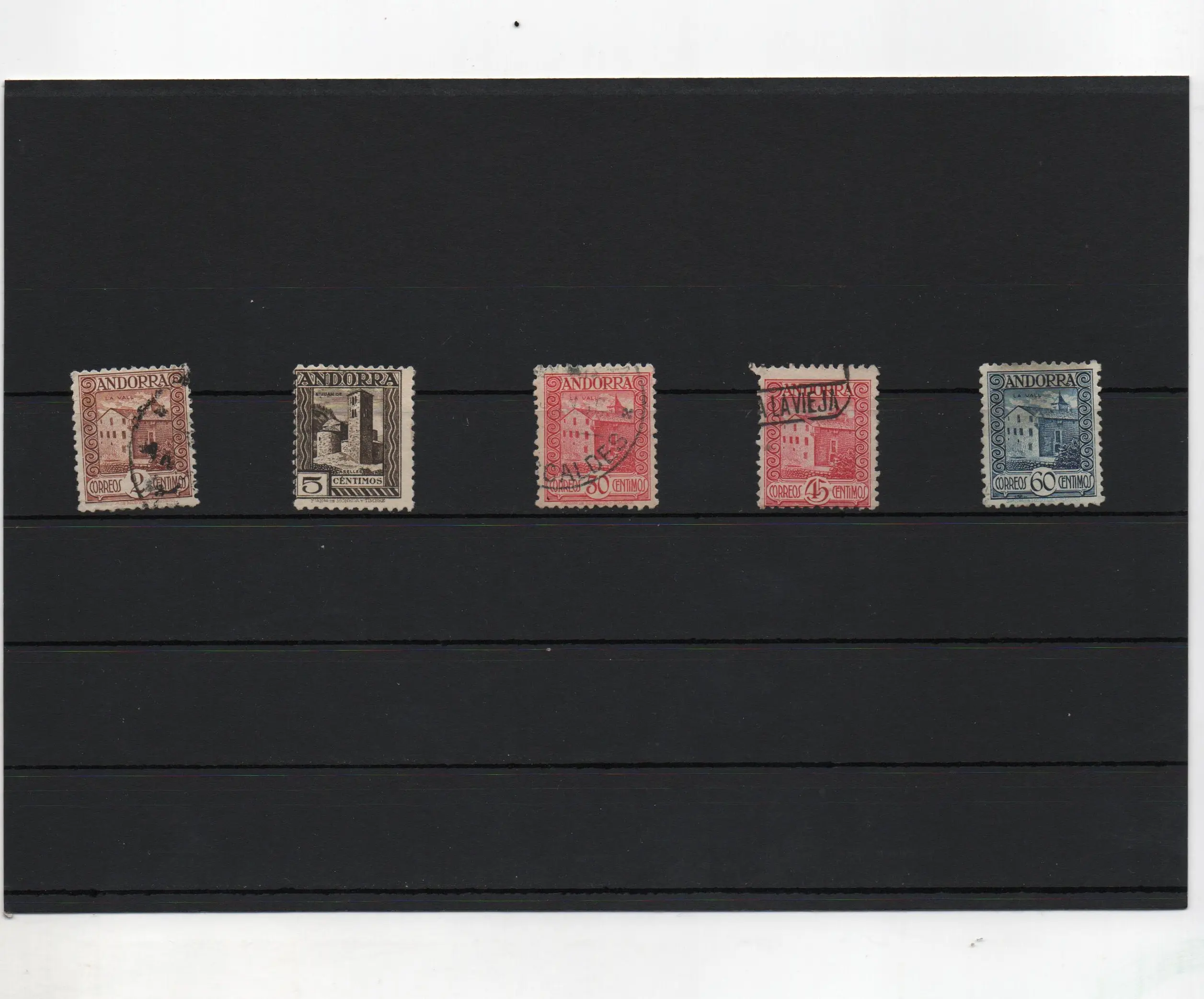 ANDORRA ESPAÑOLA AÑO 1935-43 Nº28,29,36,38,40 SUELTOS USADOS