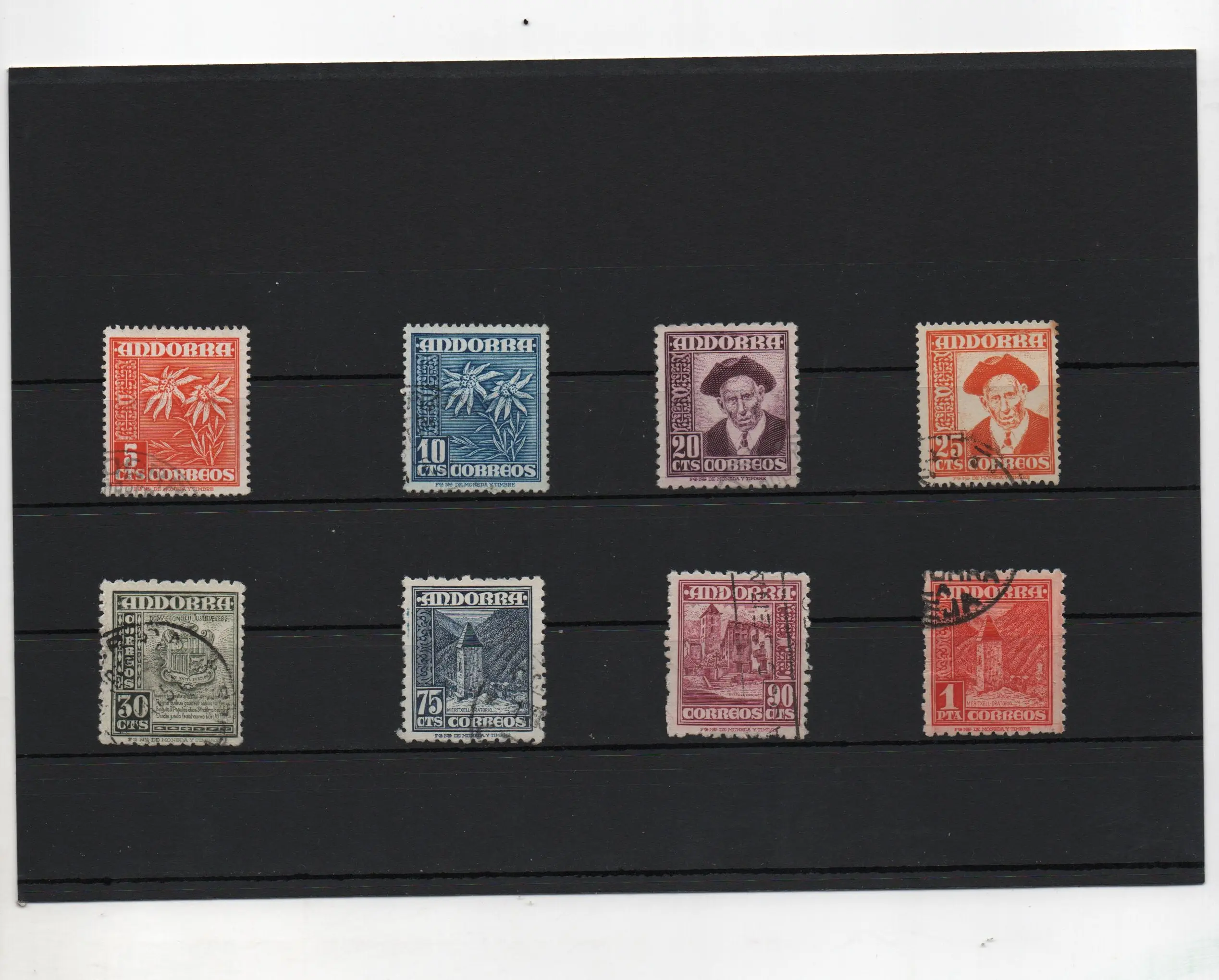 ANDORRA ESPAÑOLA AÑO 1948-53 Nº46,47,48,49,50,52,53,54 SUELTOS USADOS