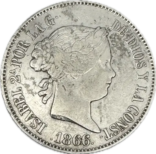 ESPAÑA ISABEL II DEL AÑO 1866 DE 1 ESCUDO