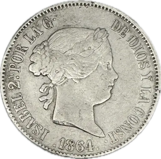 ESPAÑA ISABEL II DEL AÑO 1864 DE 10 REALES