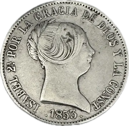 ESPAÑA ISABEL II DEL AÑO 1853 DE 10 REALES